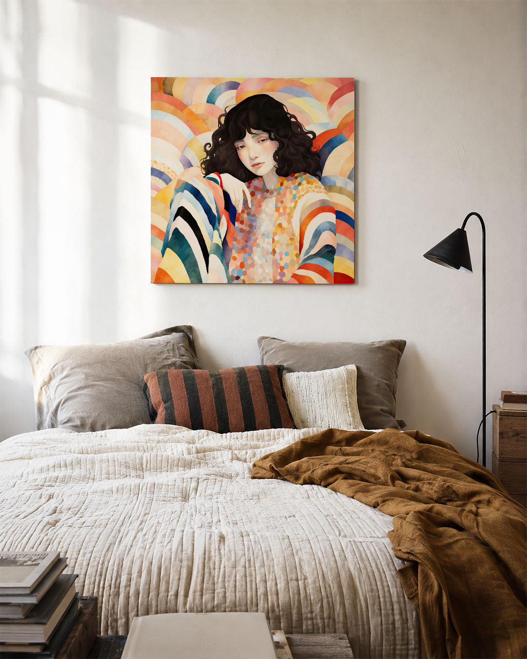 Vrouwelijk portret met patronen Kunstwerk