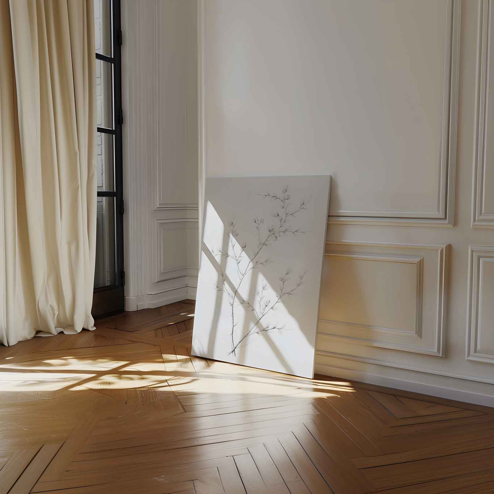 Elegante Potloodschets van Takken Kunstwerk-canvas-dibond-plexiglas-wanddecoratie-WallArtistic