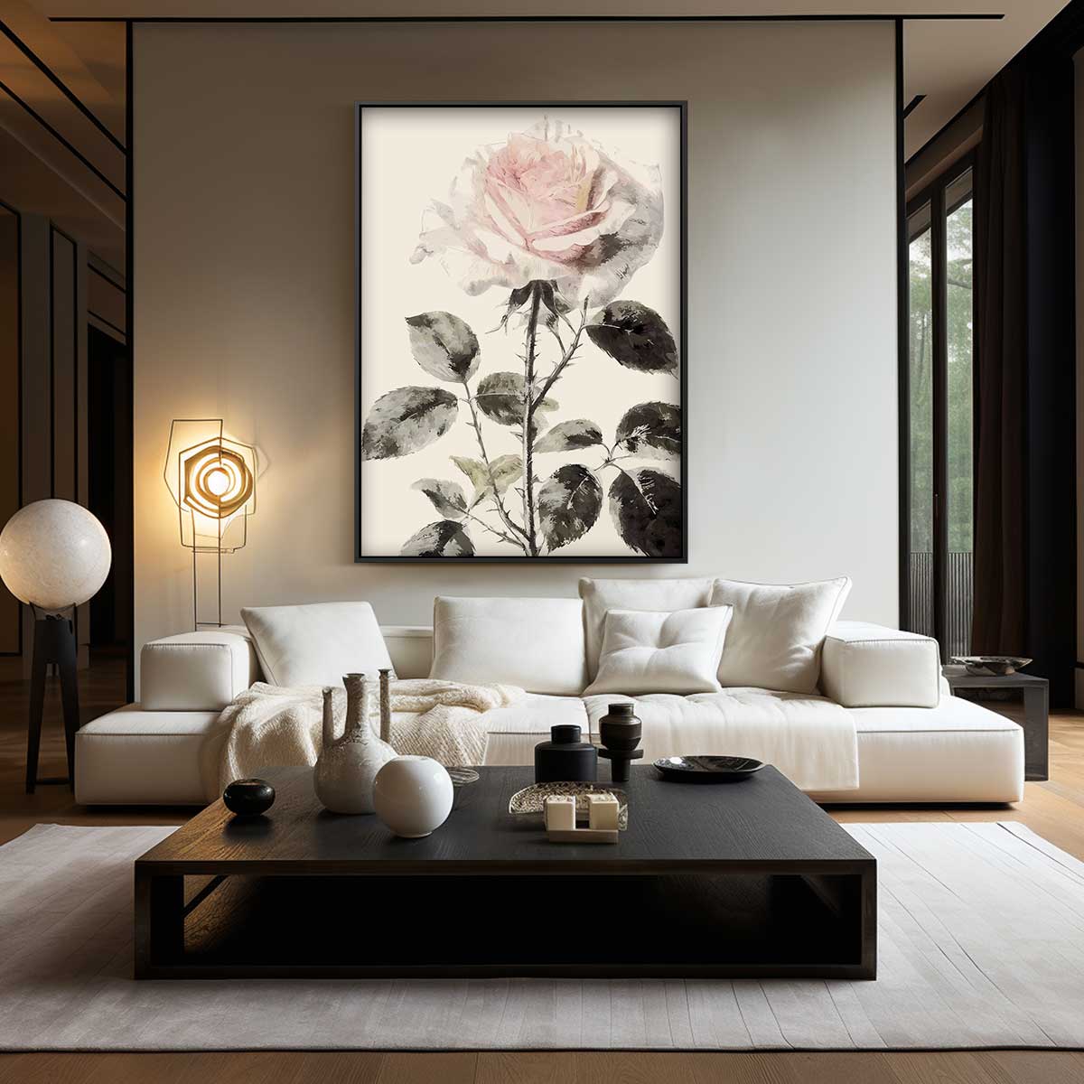 Romantische Roos op Linnen Kunstwerk-canvas-dibond-plexiglas-wanddecoratie-WallArtistic