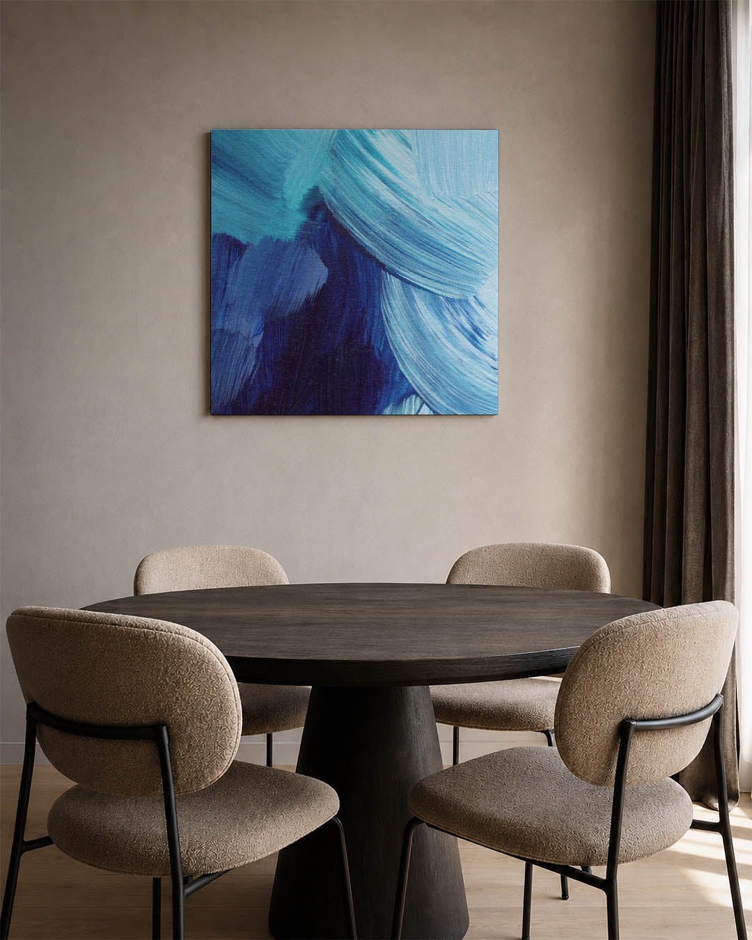 Dynamische blauwe bewegingen Kunstwerk