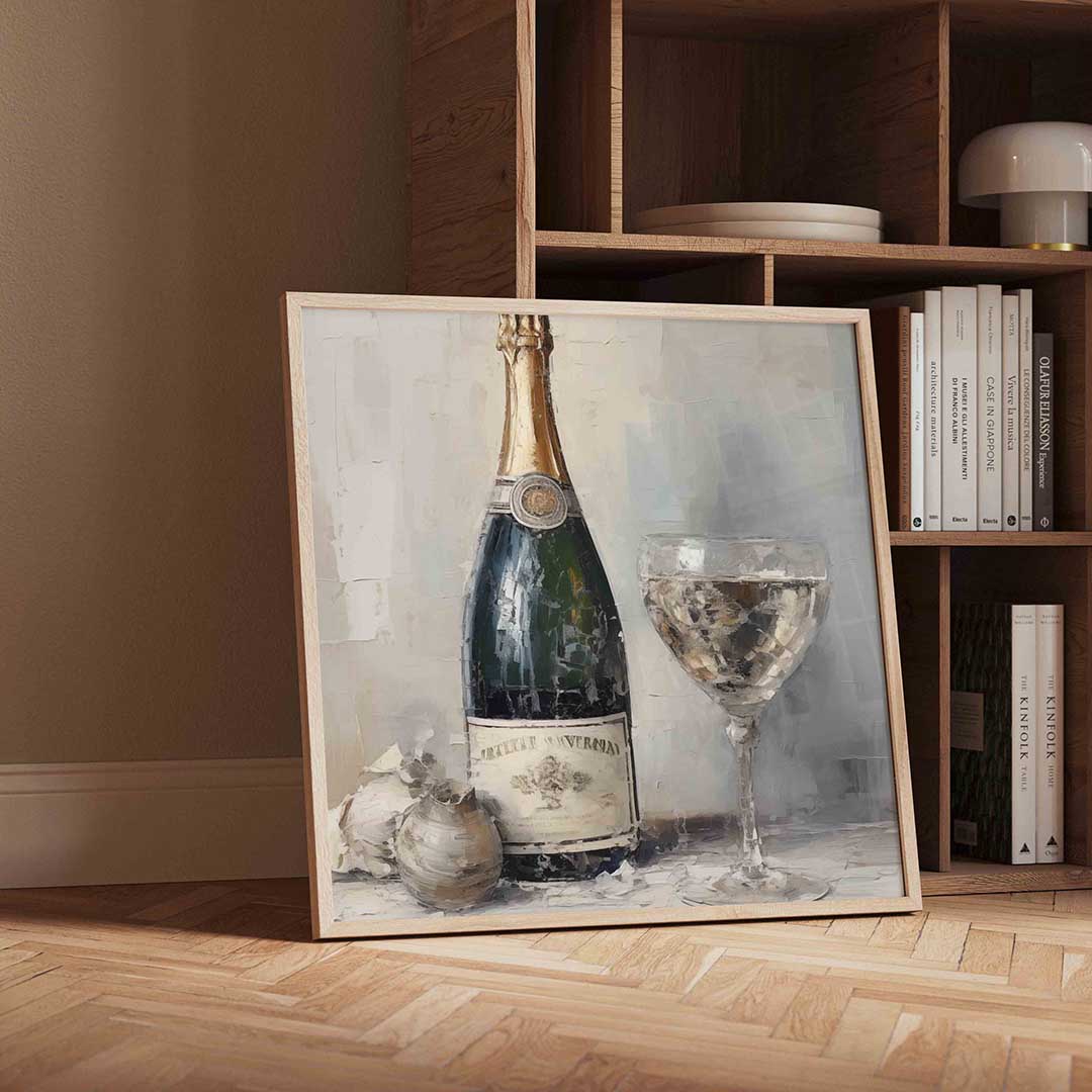 Champagnefles en glas Poster