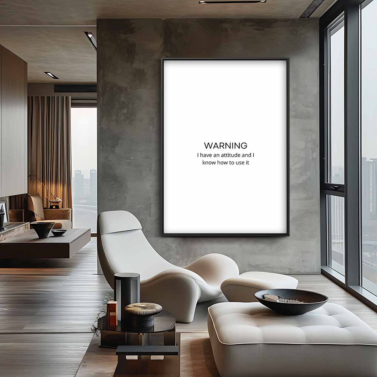 Waarschuwingsbord met Attitude Kunstwerk-canvas-dibond-plexiglas-wanddecoratie-WallArtistic