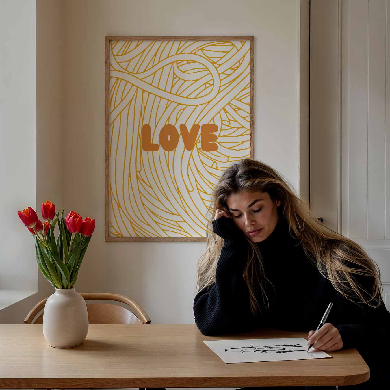 Liefdevolle Gouden Krullen Poster-WallArtistic