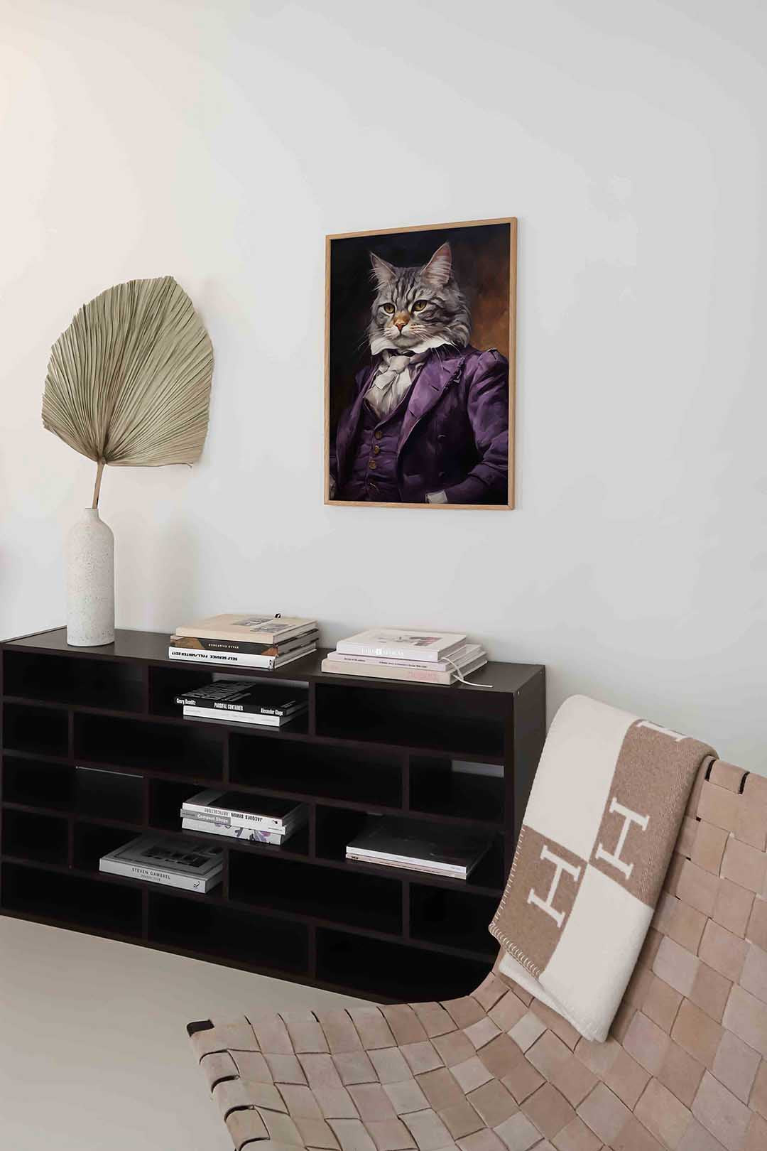 Kat in paars kostuum Poster