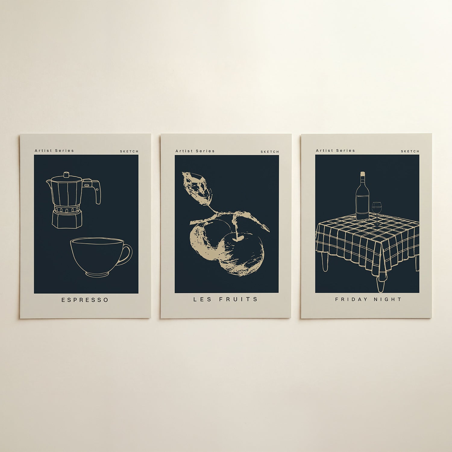 Lijnen en koffie Posterset
