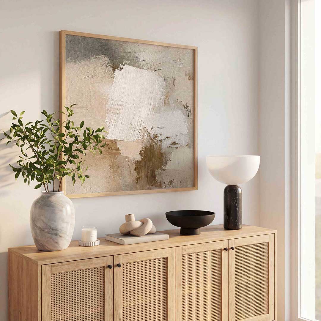 Abstracte beige en witte Poster