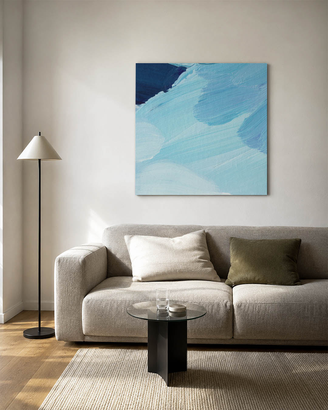 Dynamische blauwe vormen Kunstwerk