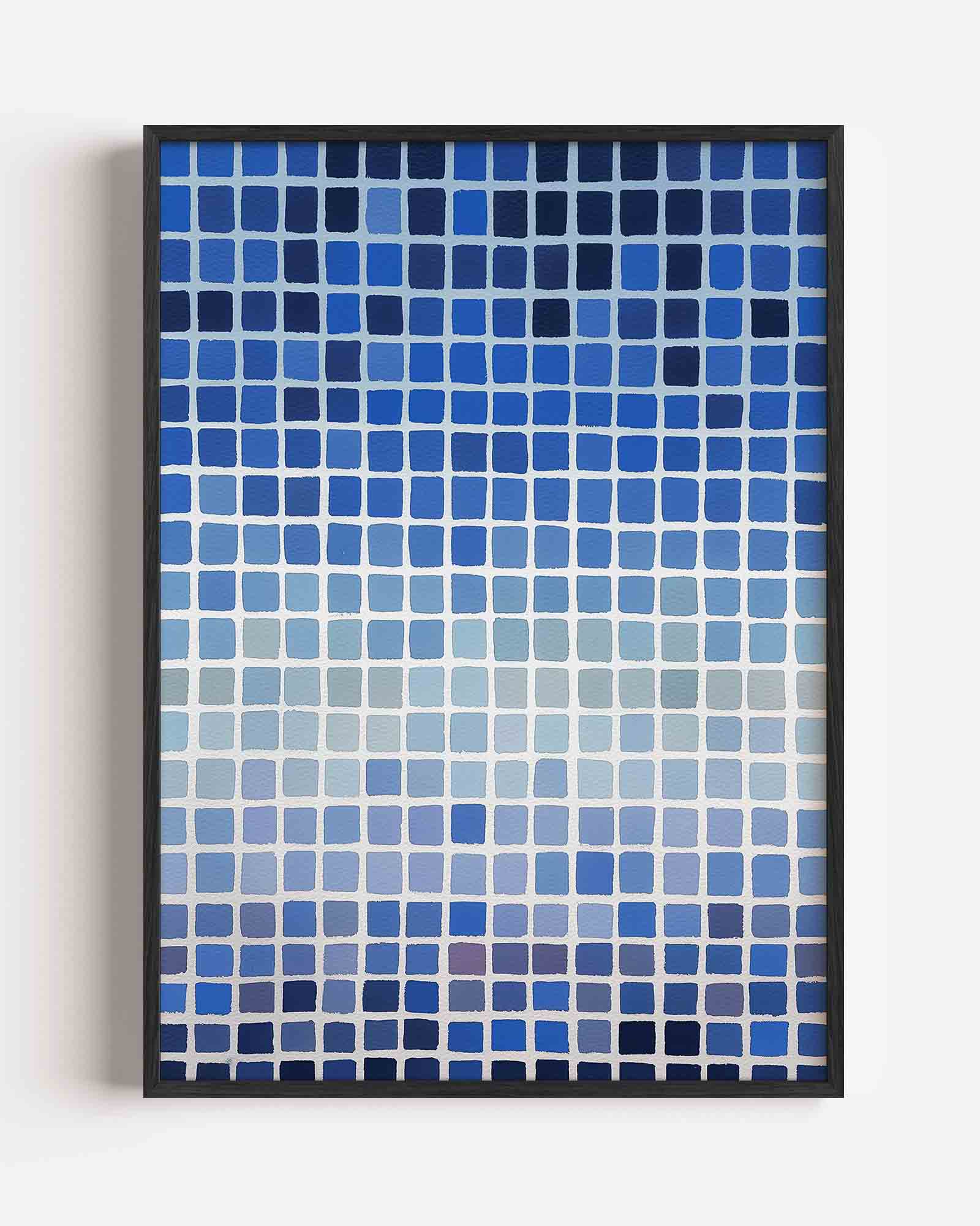 Blauwe vierkanten Poster