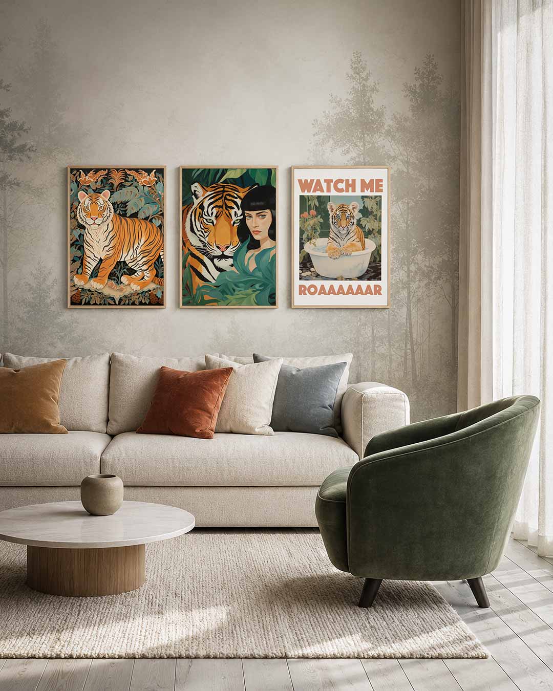 Tijger en bladeren Posterset