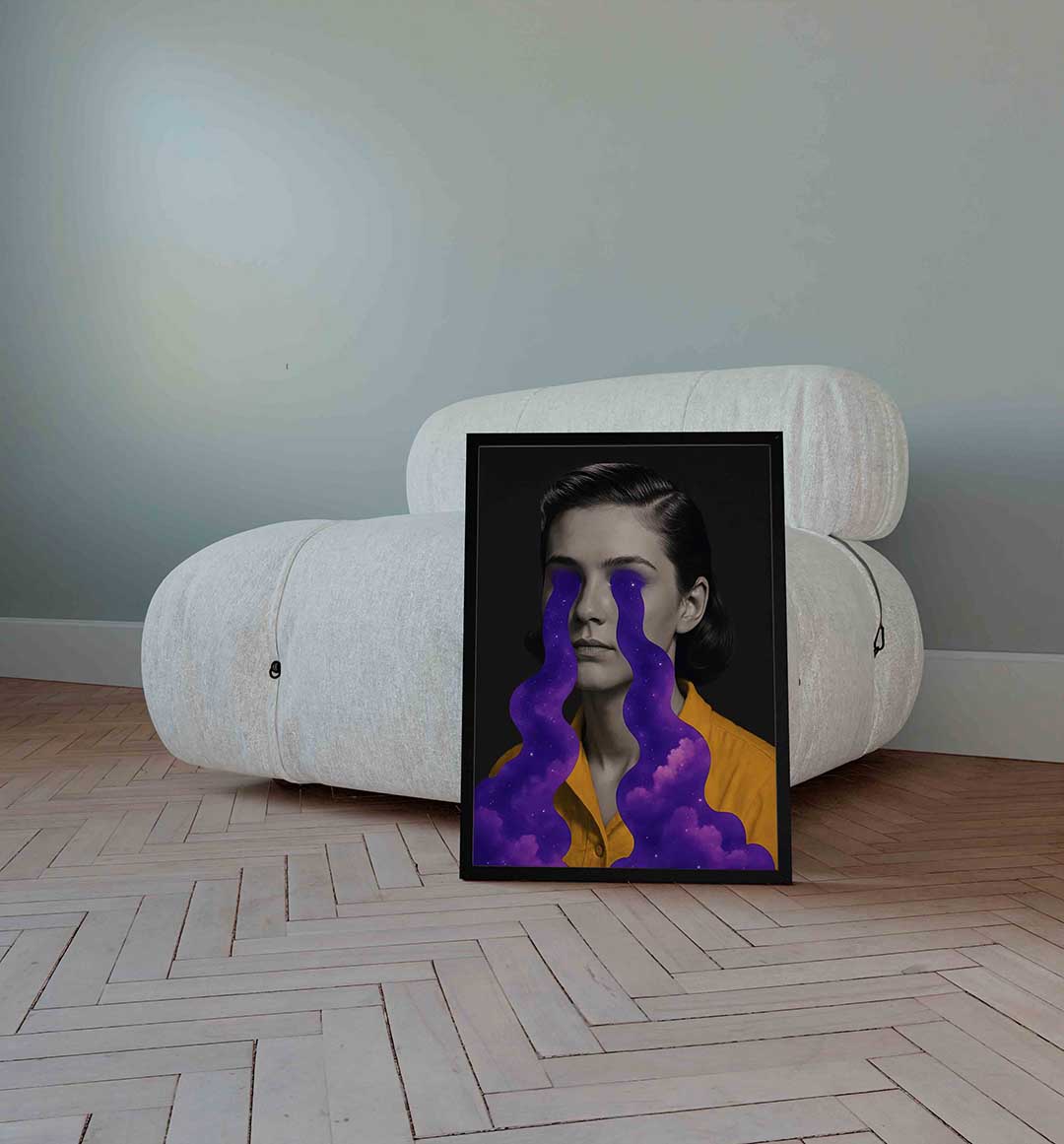 Vrouw met paarse tranen Poster
