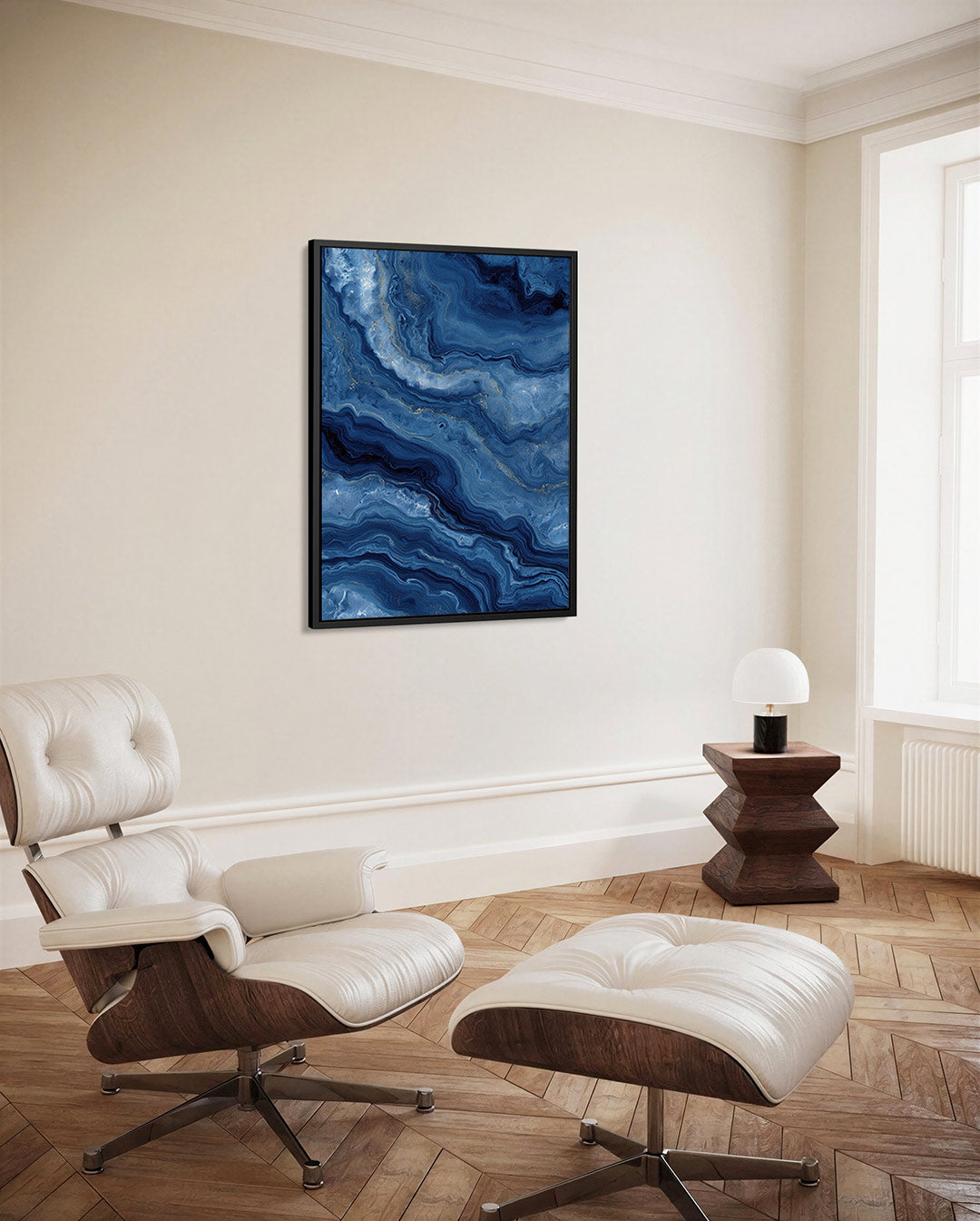 Golvende blauwe patronen Kunstwerk