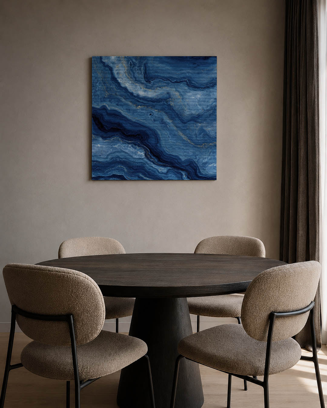Golvende blauwe patronen Kunstwerk