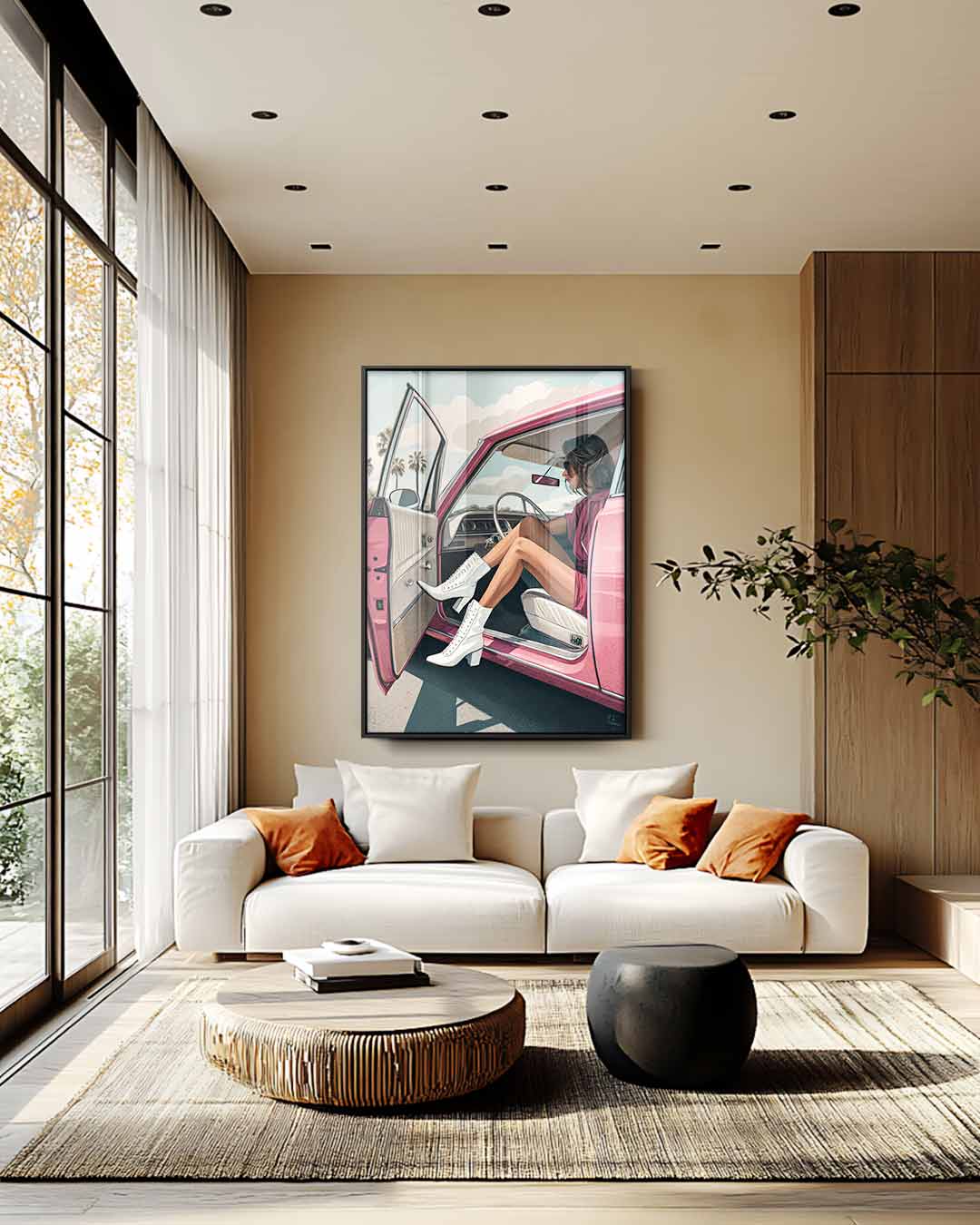 Retro Zomer Roadtrip Kunstwerk-canvas-dibond-plexiglas-wanddecoratie-WallArtistic