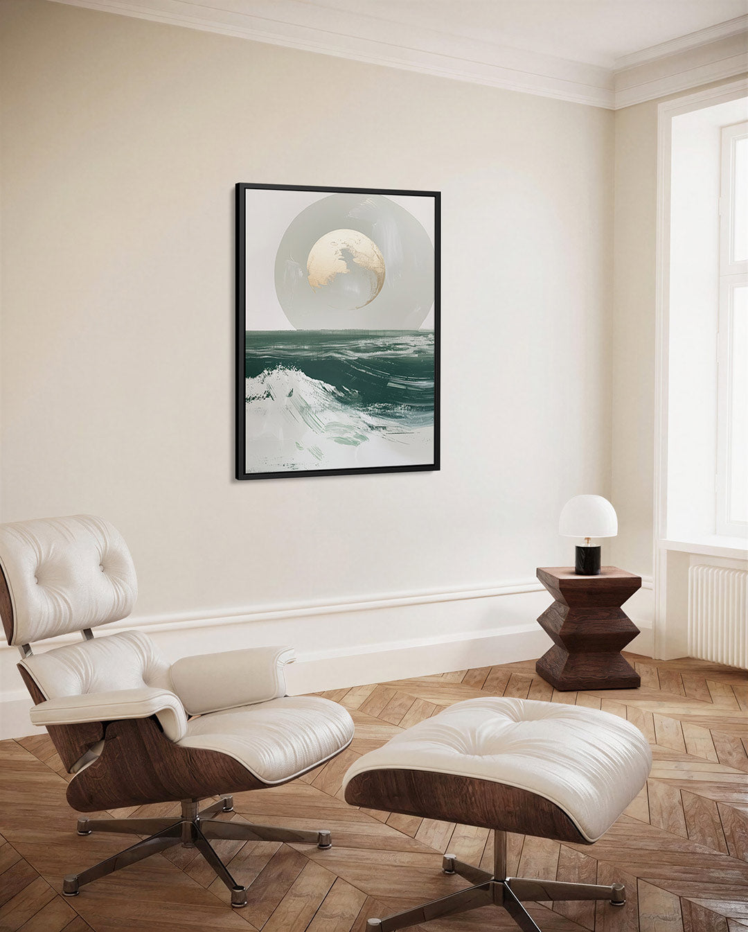 Golven en maan Kunstwerk