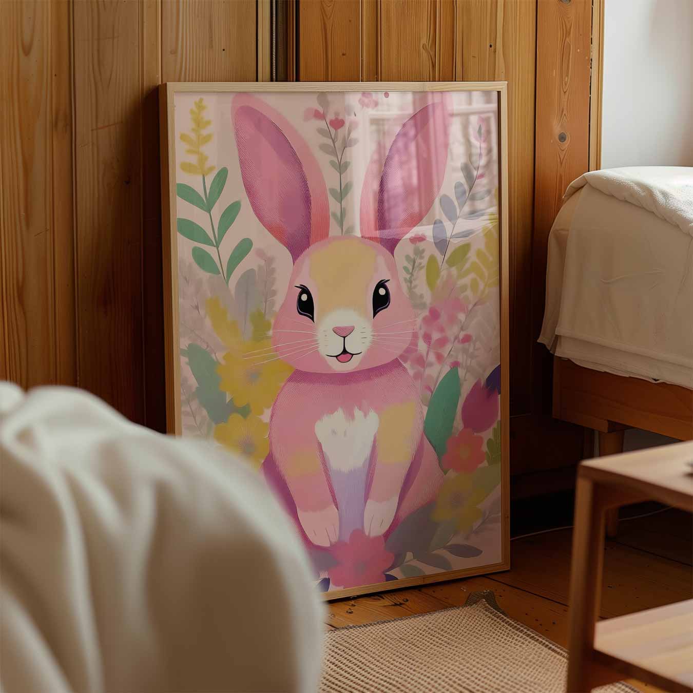 Vrolijke Bloemenkonijn Poster-WallArtistic