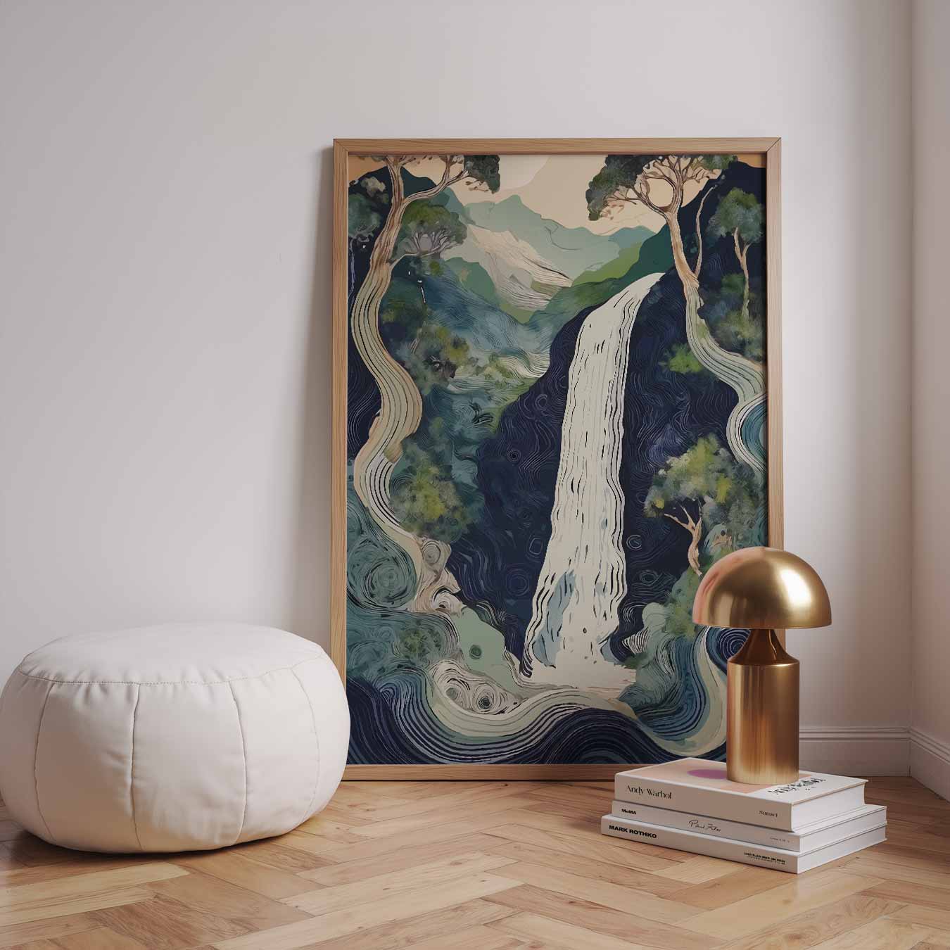 Dromerige Waterval Sprookjesbos Poster-WallArtistic
