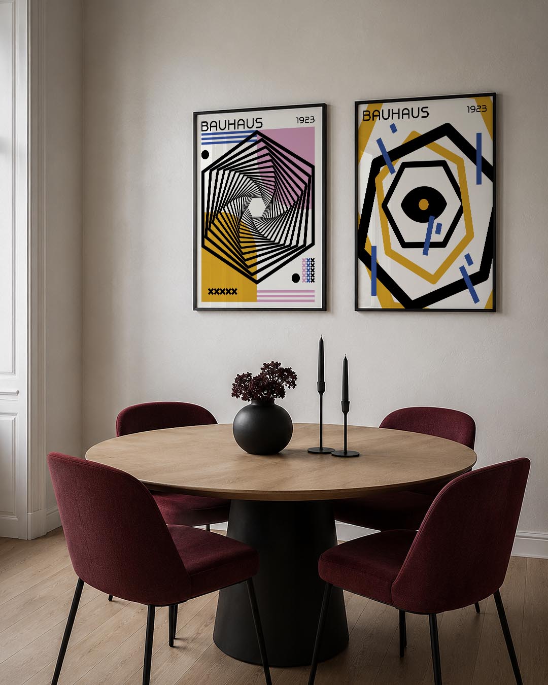 Spiraal en kleurvlakken Posterset