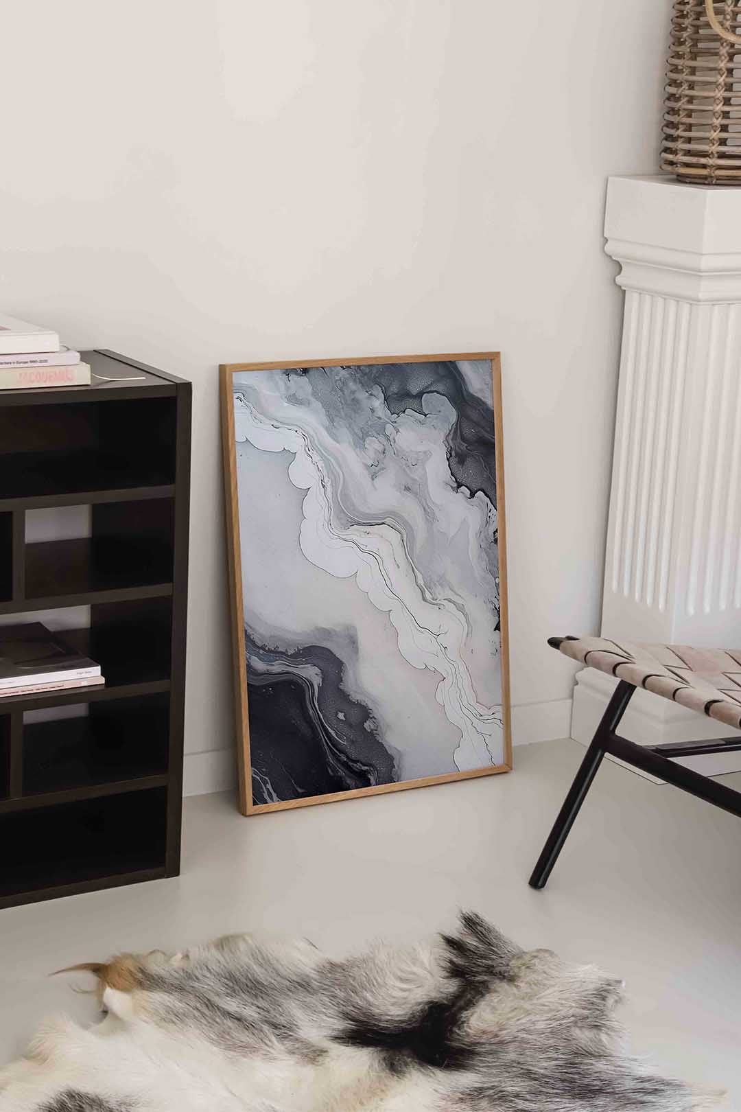 Zwart wit marmer effect Poster