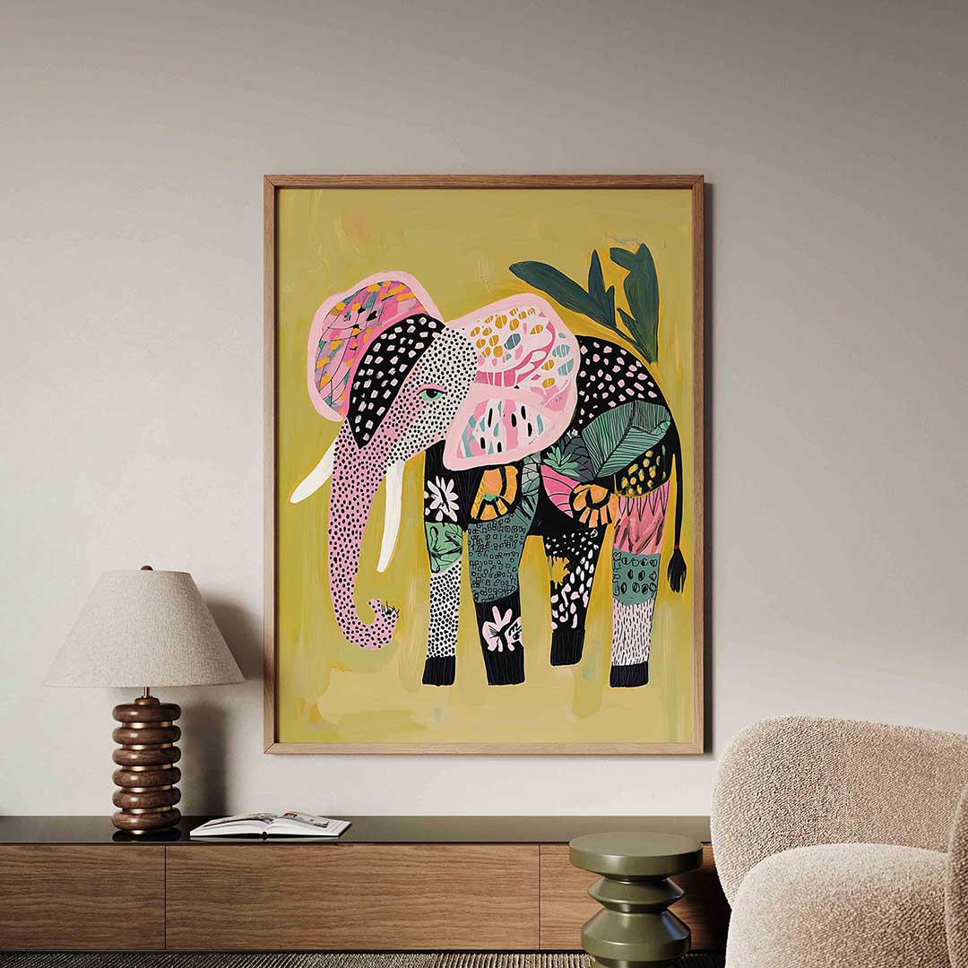 Olifant met kleurrijke patronen Poster