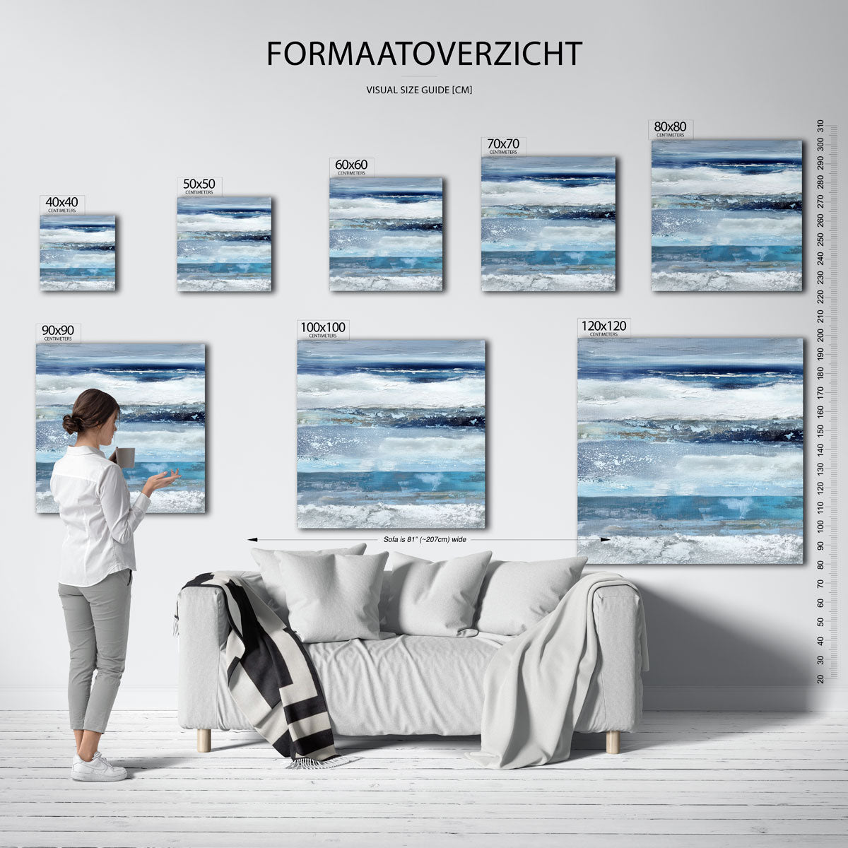 Abstracte blauwe strepen Poster