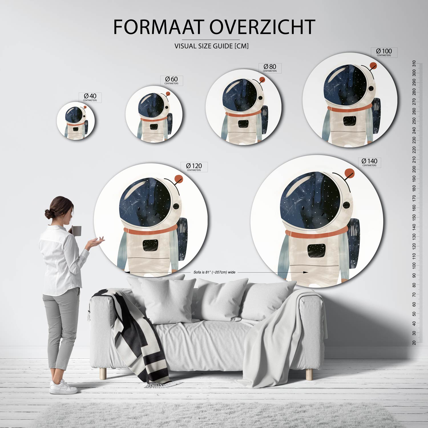 Astronaut in ruimtepak Muurcirkel