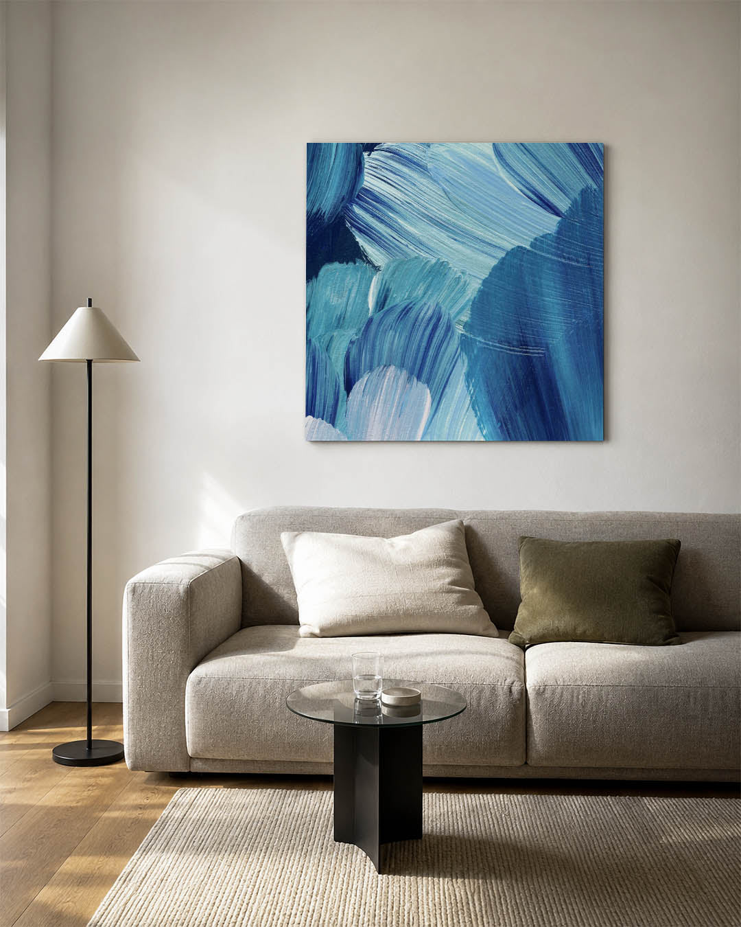 Dynamische blauwe beweging Kunstwerk