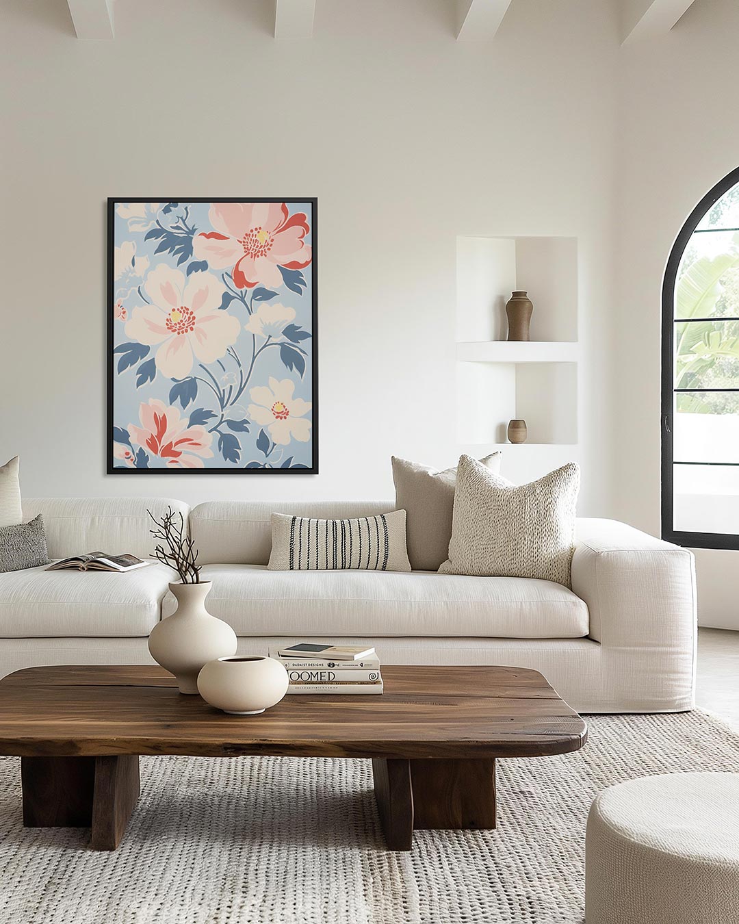 Bloemmotief met zachte tinten Kunstwerk