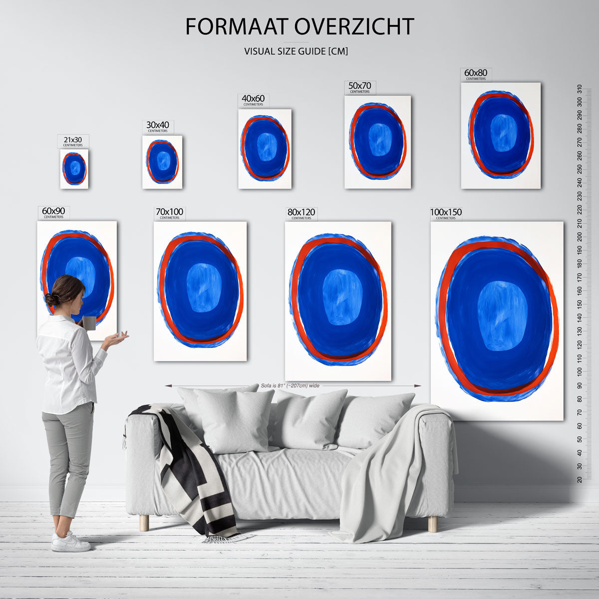 Blauwe en rode cirkel Poster