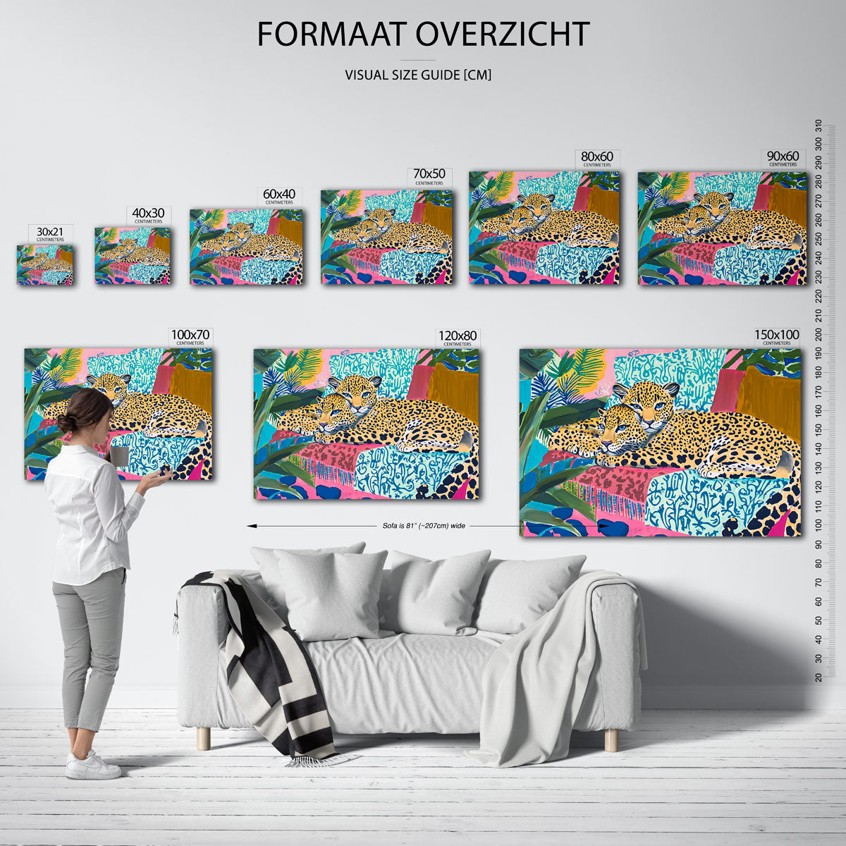 Luipaarden op kleurrijke achtergrond Poster