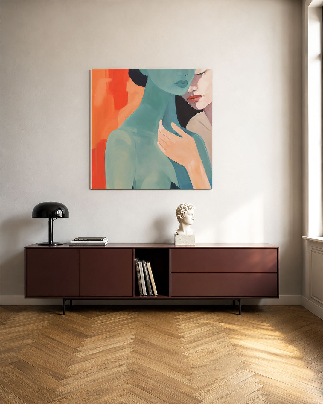 Intieme kleurencompositie Kunstwerk