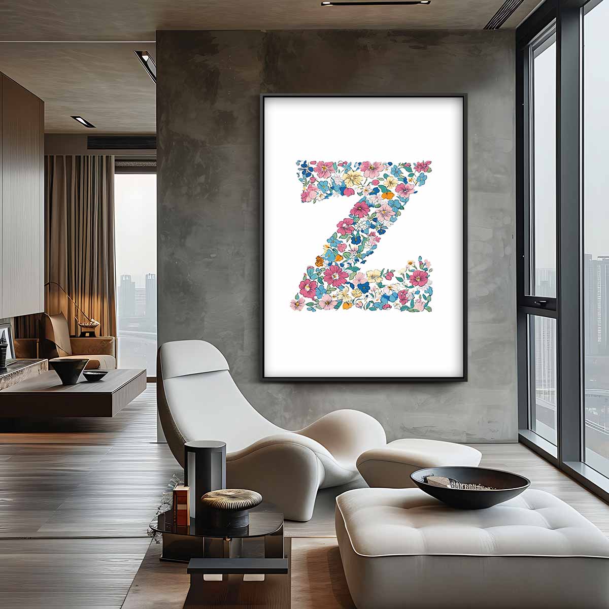 Bloemenletter Z Kunstwerk-canvas-dibond-plexiglas-wanddecoratie-WallArtistic