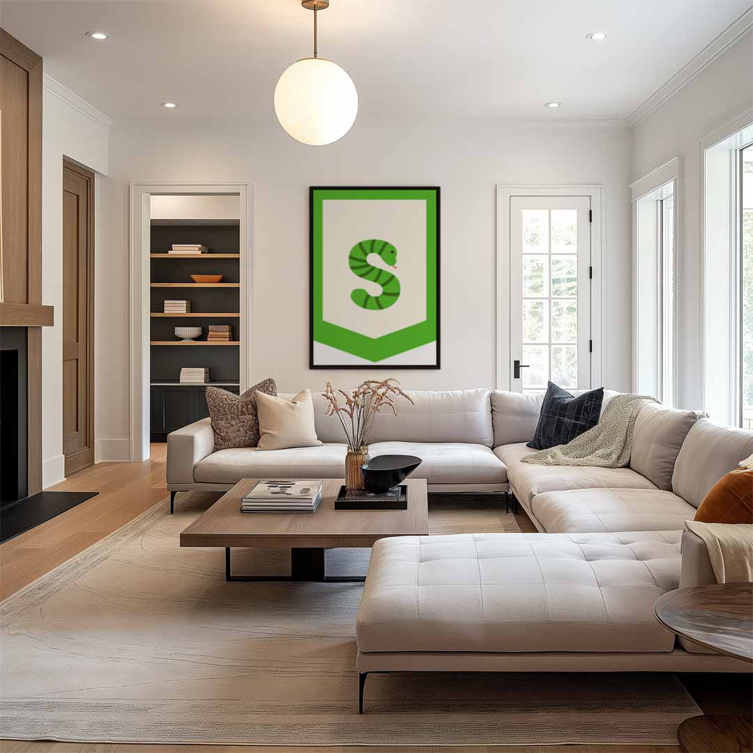 Groene Slangenkunst Kunstwerk-canvas-dibond-plexiglas-wanddecoratie-WallArtistic