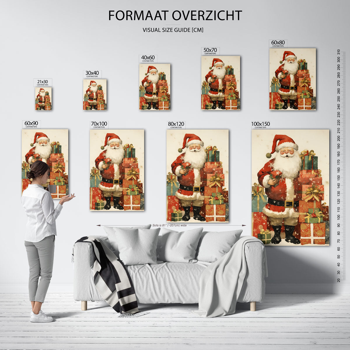 Kerstman met cadeaus Poster