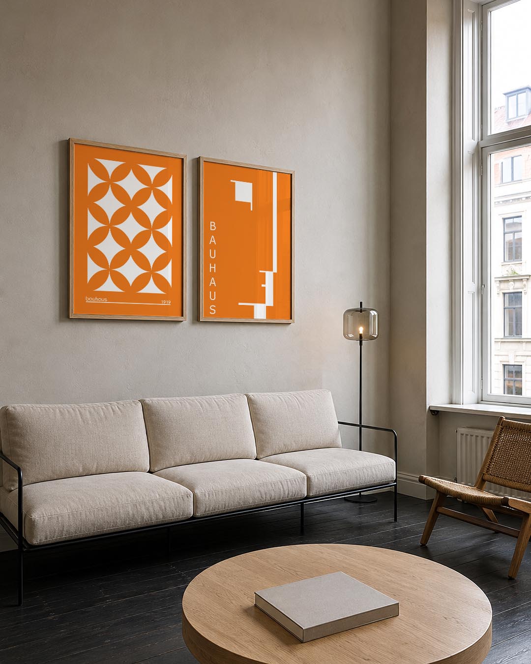 Oranje cirkelpatroon Posterset
