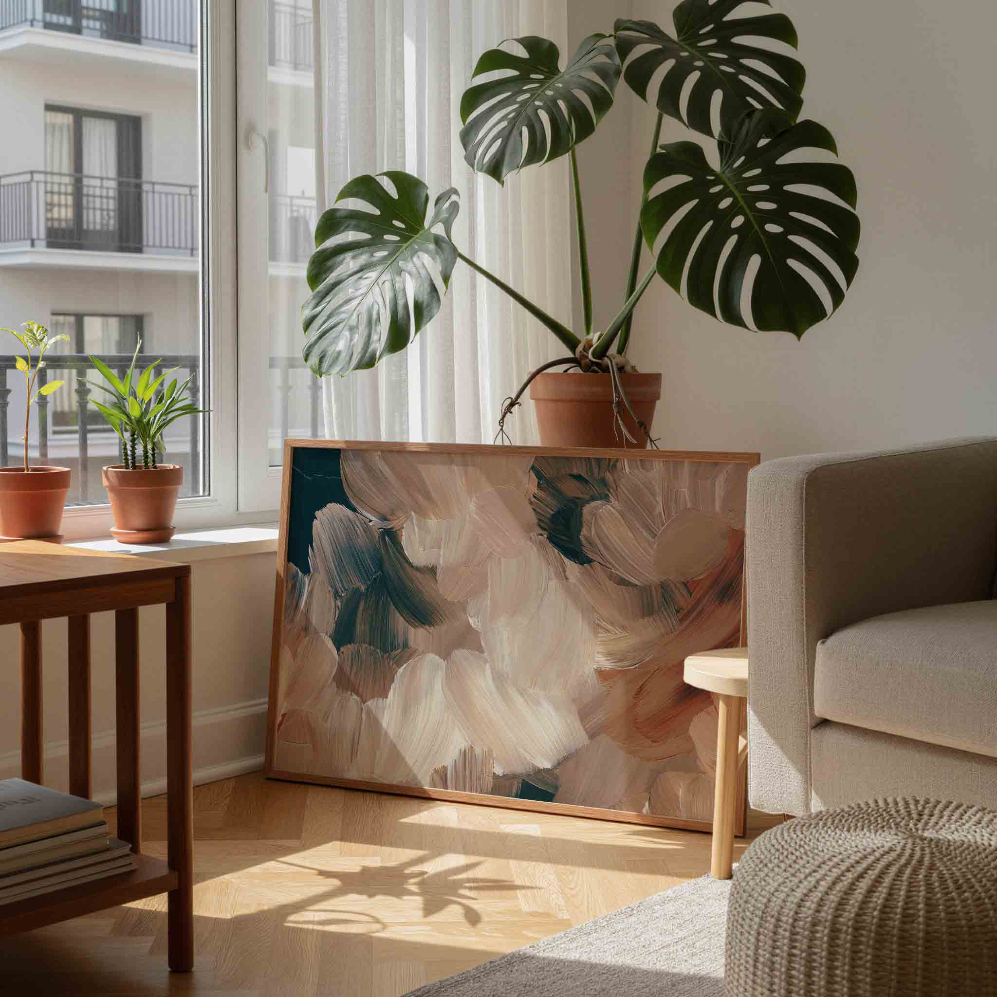 Abstracte penseelstreken Poster