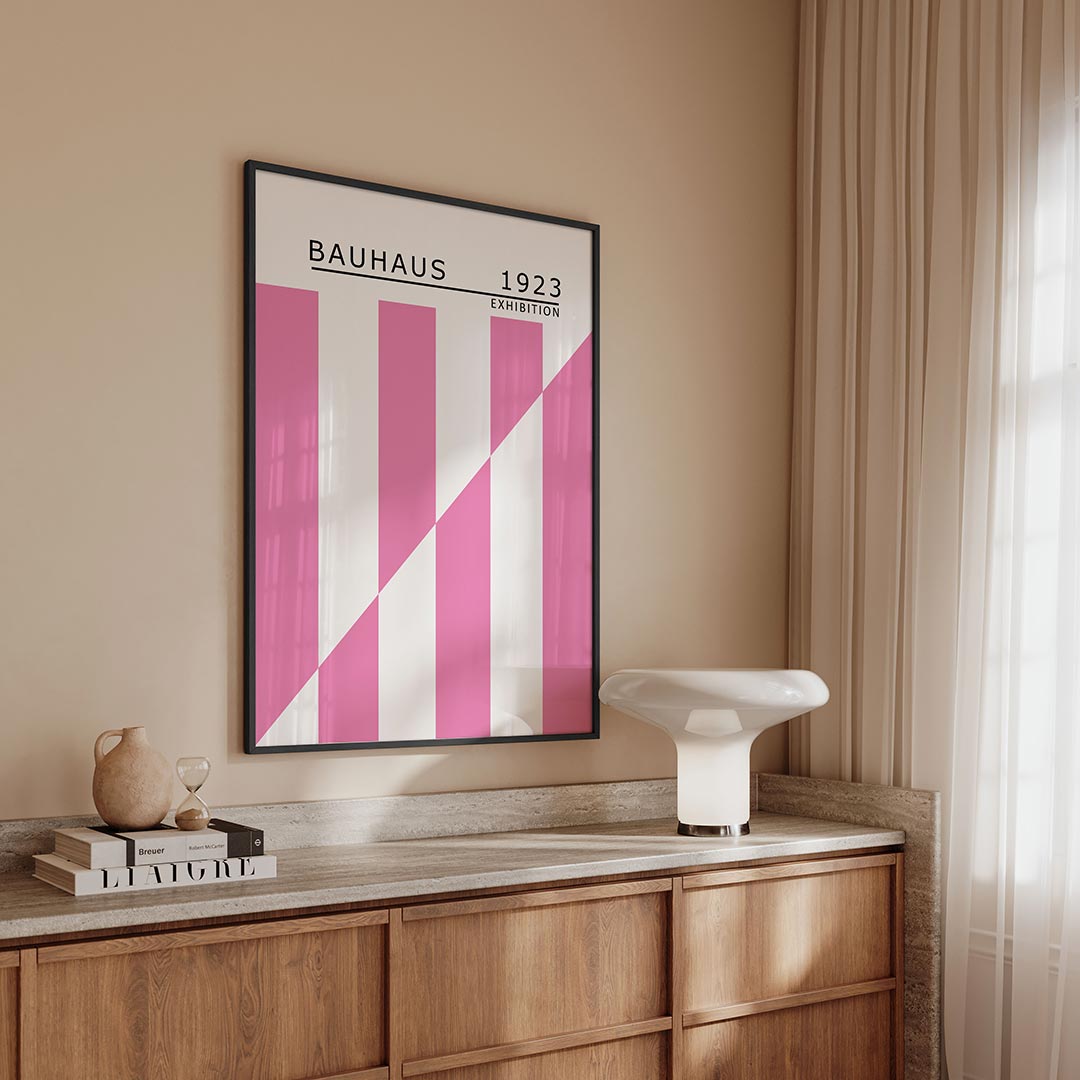 Roze lijnenspel Poster