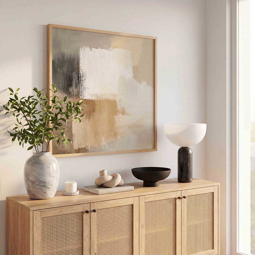 Abstracte beige en grijze Poster