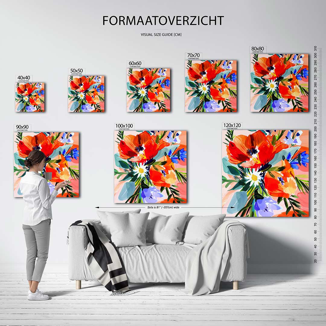 Kleurrijke bloemencompositie Kunstwerk