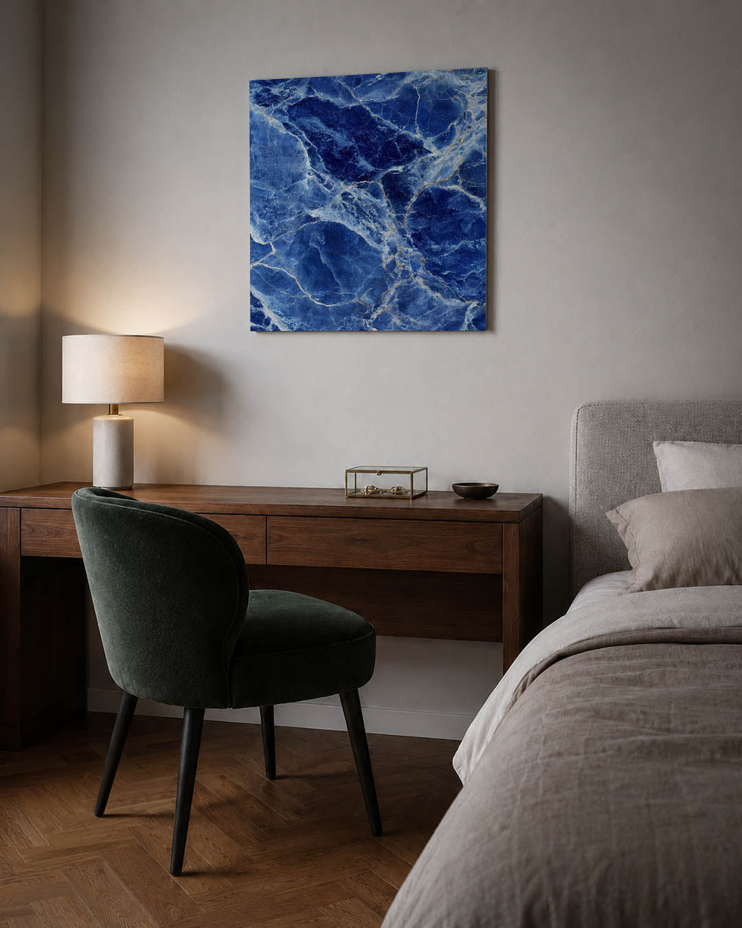 Blauwe marmerstructuur Kunstwerk