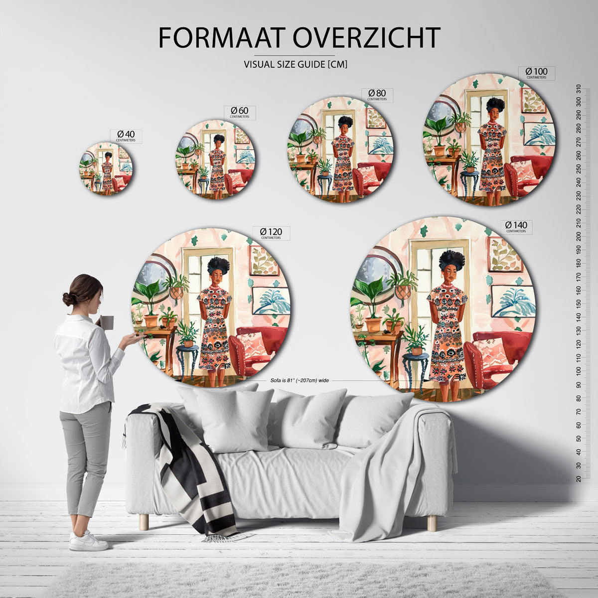 Vrouw in interieur Muurcirkel