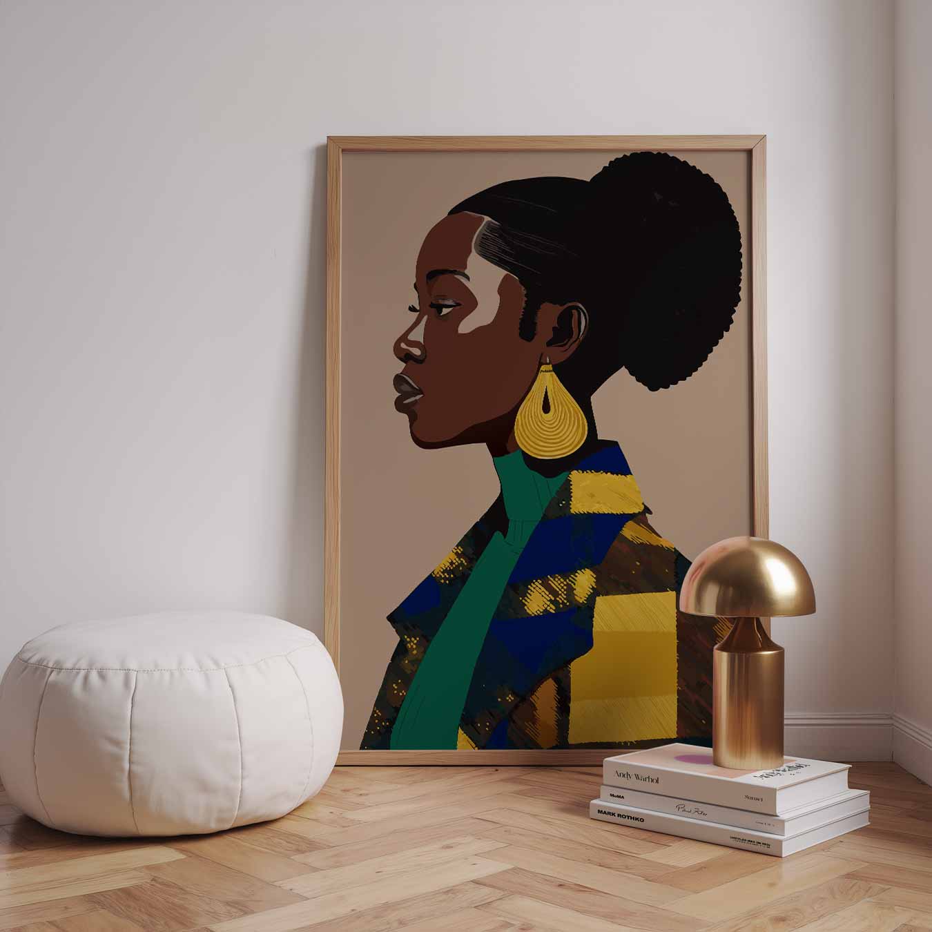 Chic Portret Met Gouden Accenten Poster-WallArtistic