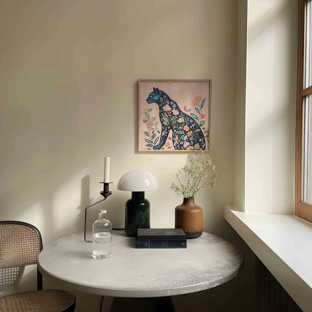 Kat met bloemen Poster