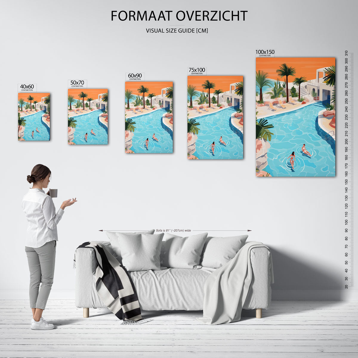 Zomerse zwemscene Kunstwerk