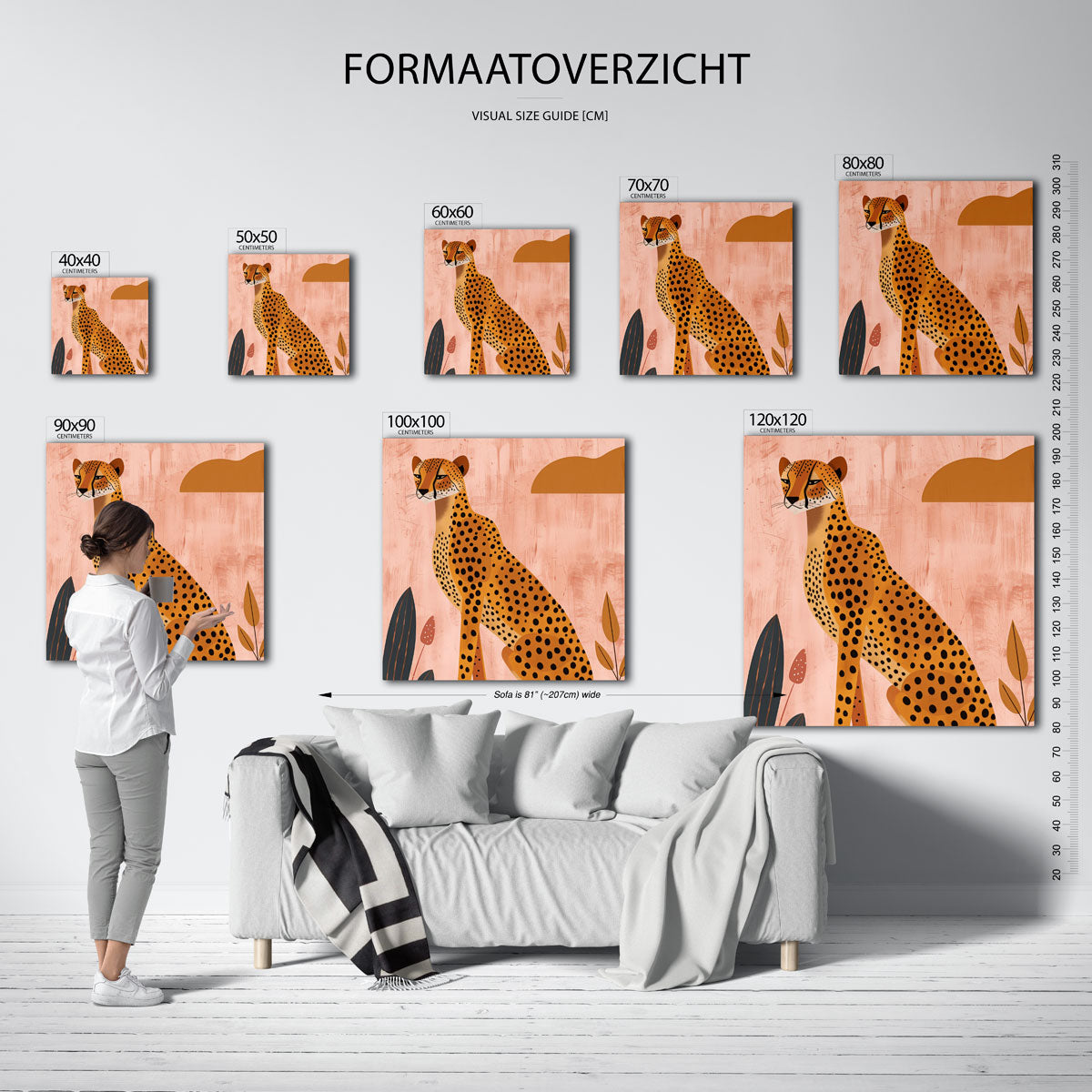 Luipaard op roze achtergrond Poster