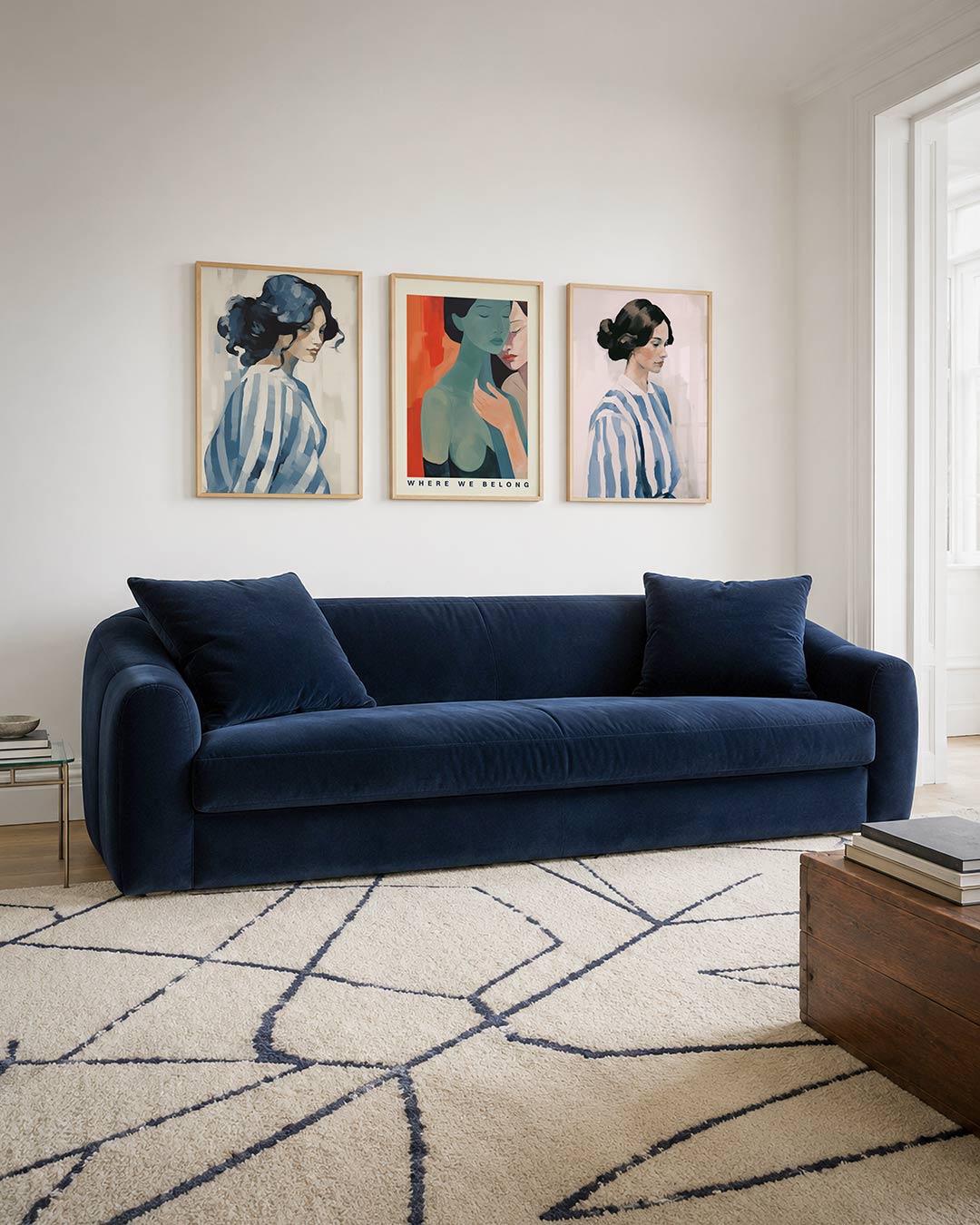 Blauwe strepen harmonie Posterset