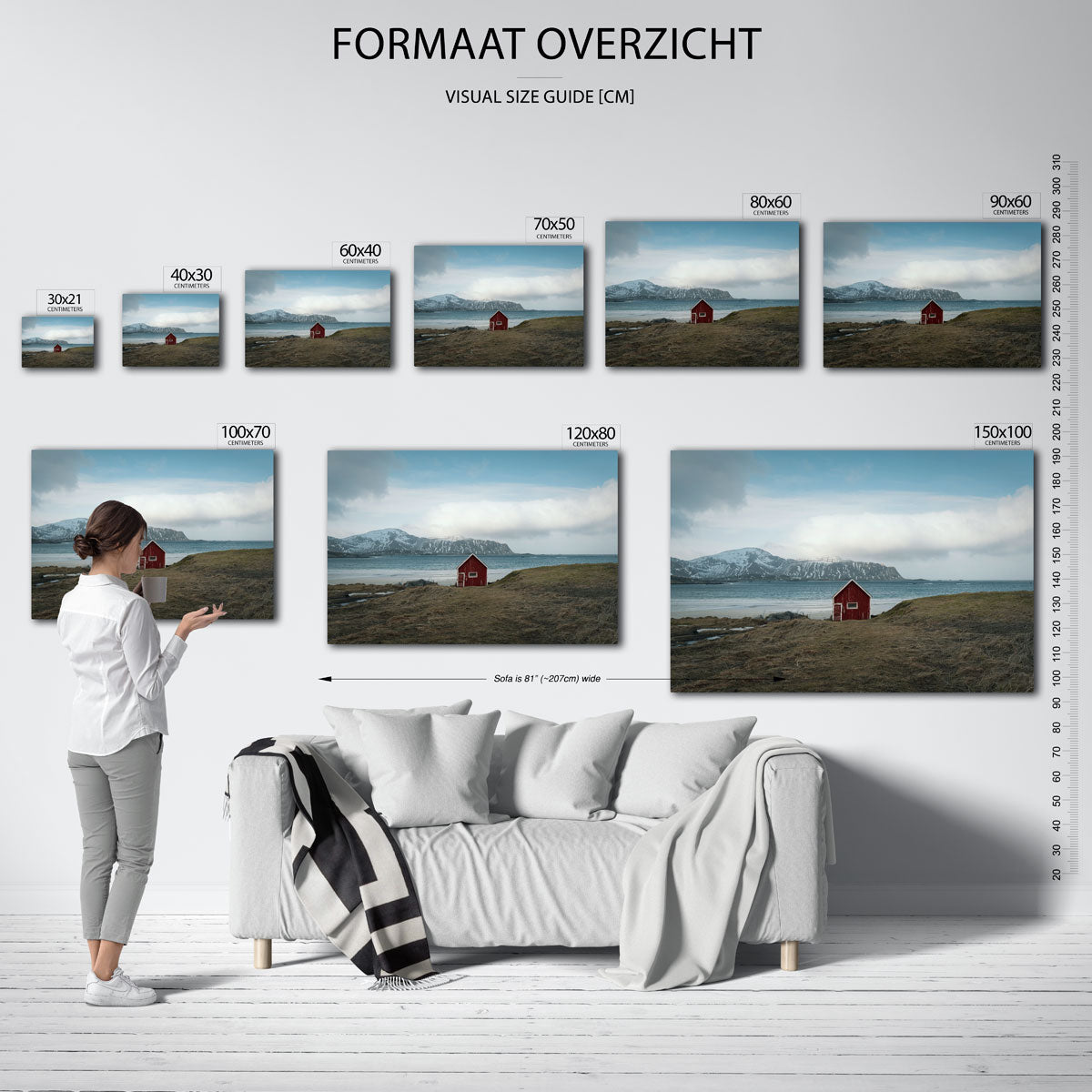 Rood huisje landschap Poster