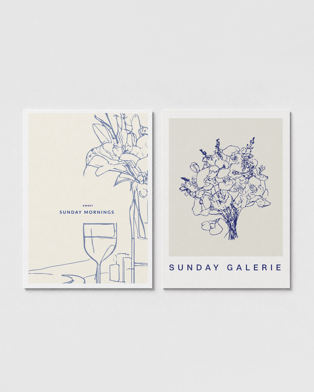 Lijnen en bloemen Posterset