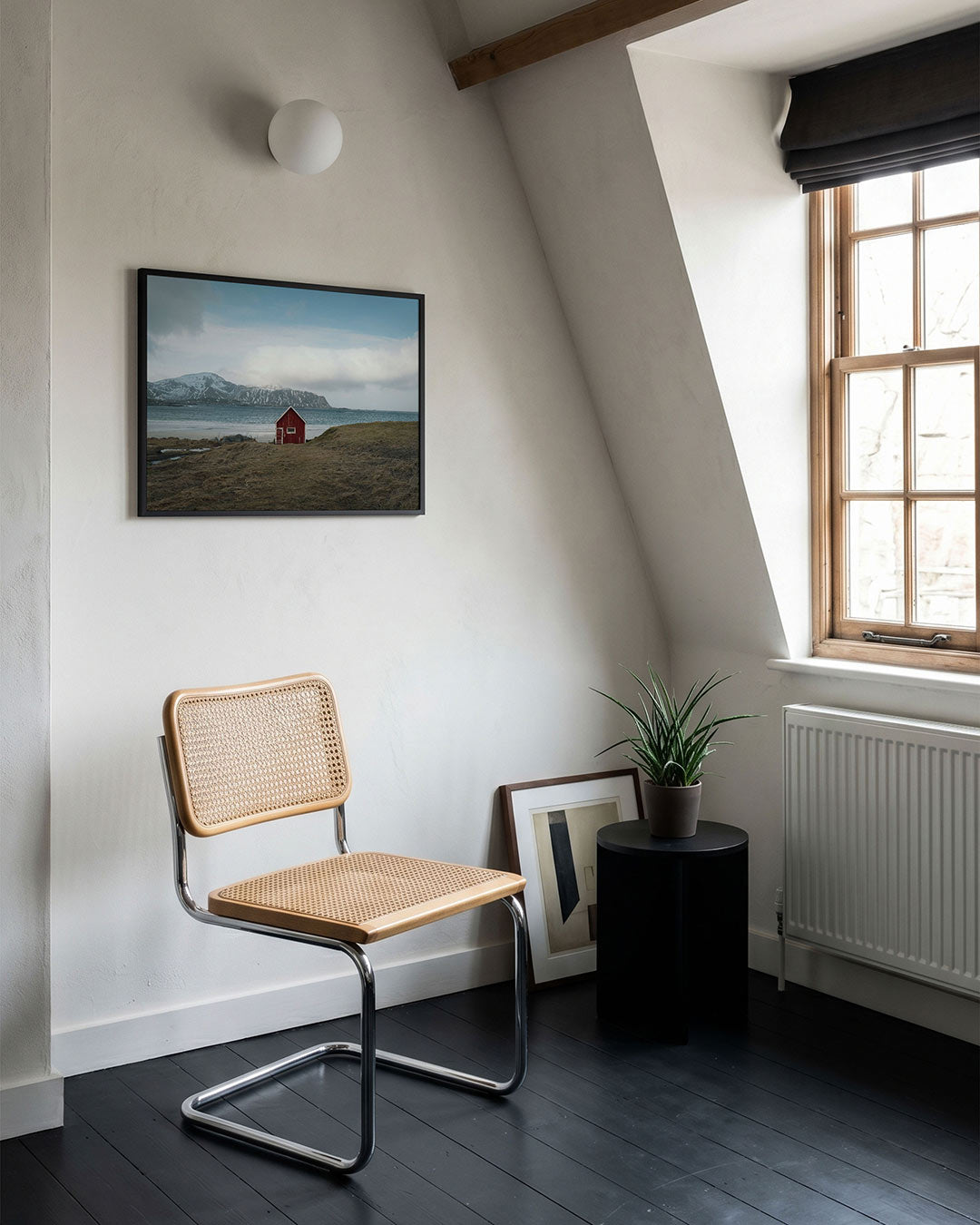 Rood huisje landschap Poster