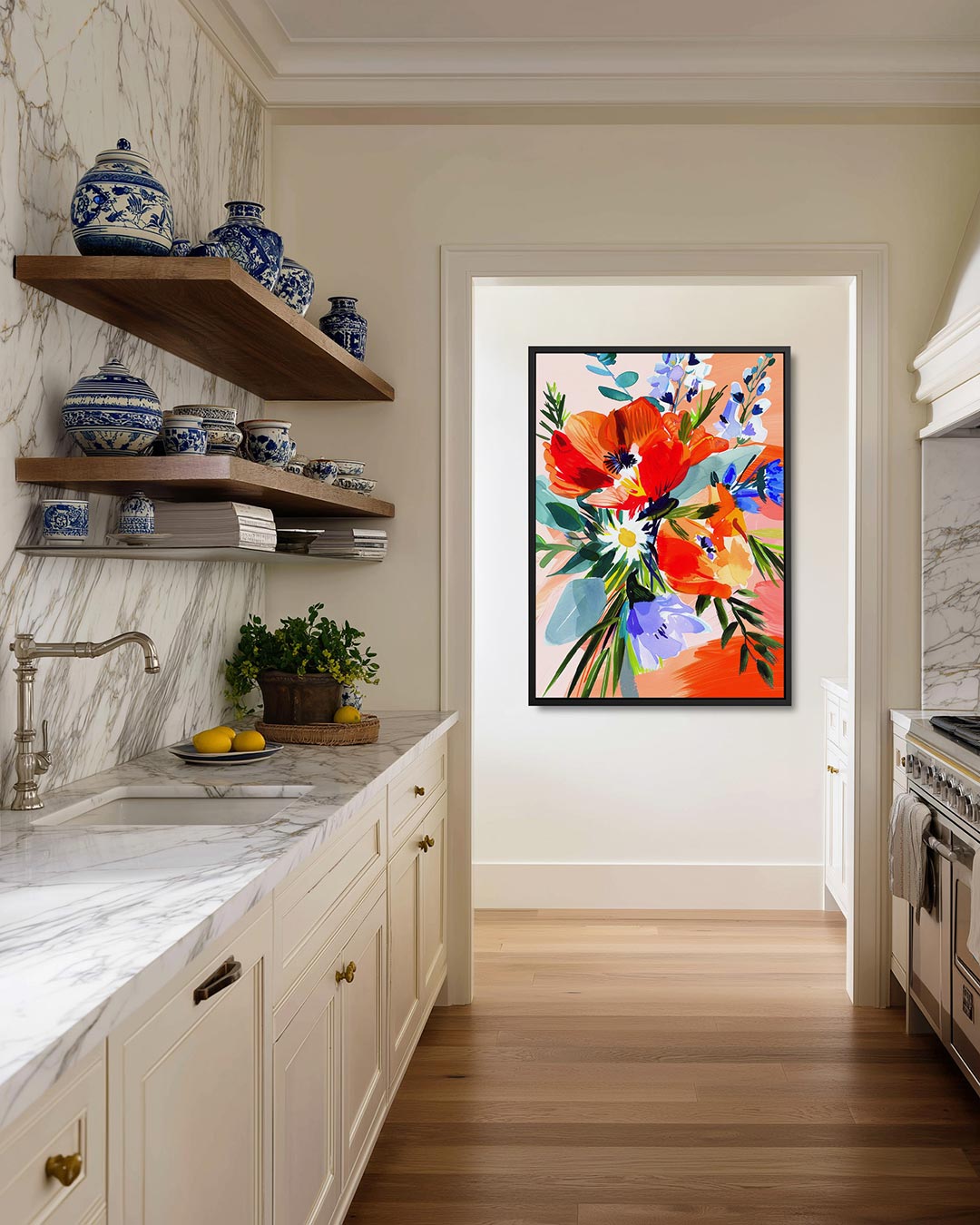 Vrolijke bloemencompositie Kunstwerk