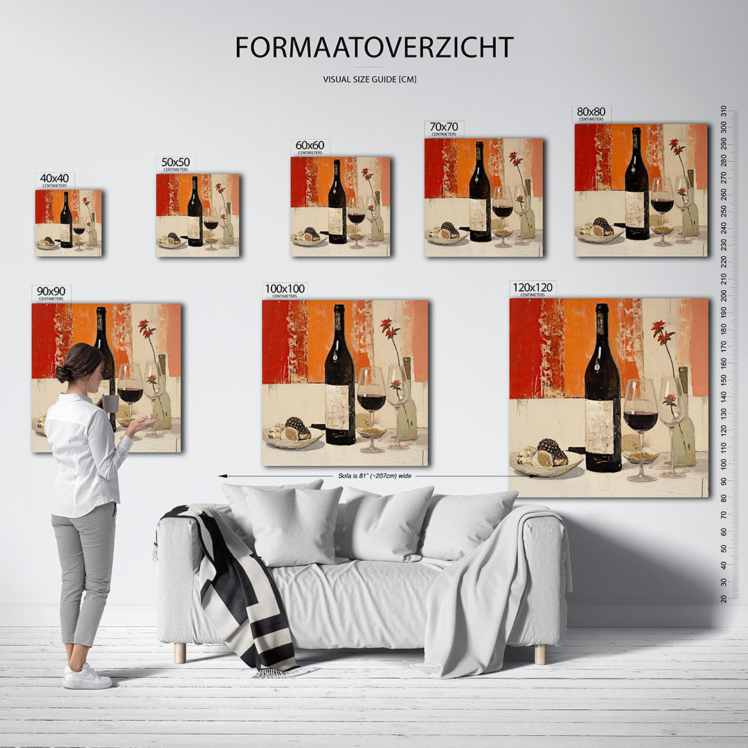 Wijn en bloemen Kunstwerk